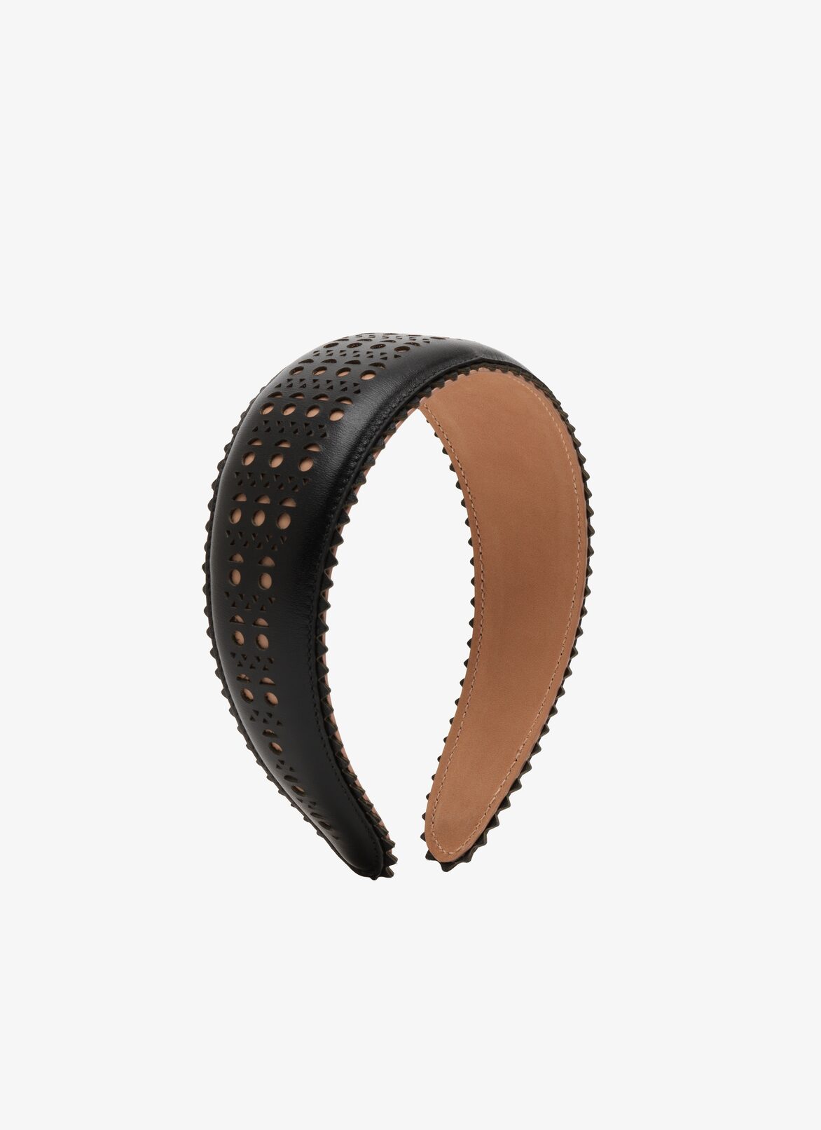 OPENWORK LEATHER HEADBAND ALAÏA BLACK/SAND OPENWORK LEATHER HEADBAND